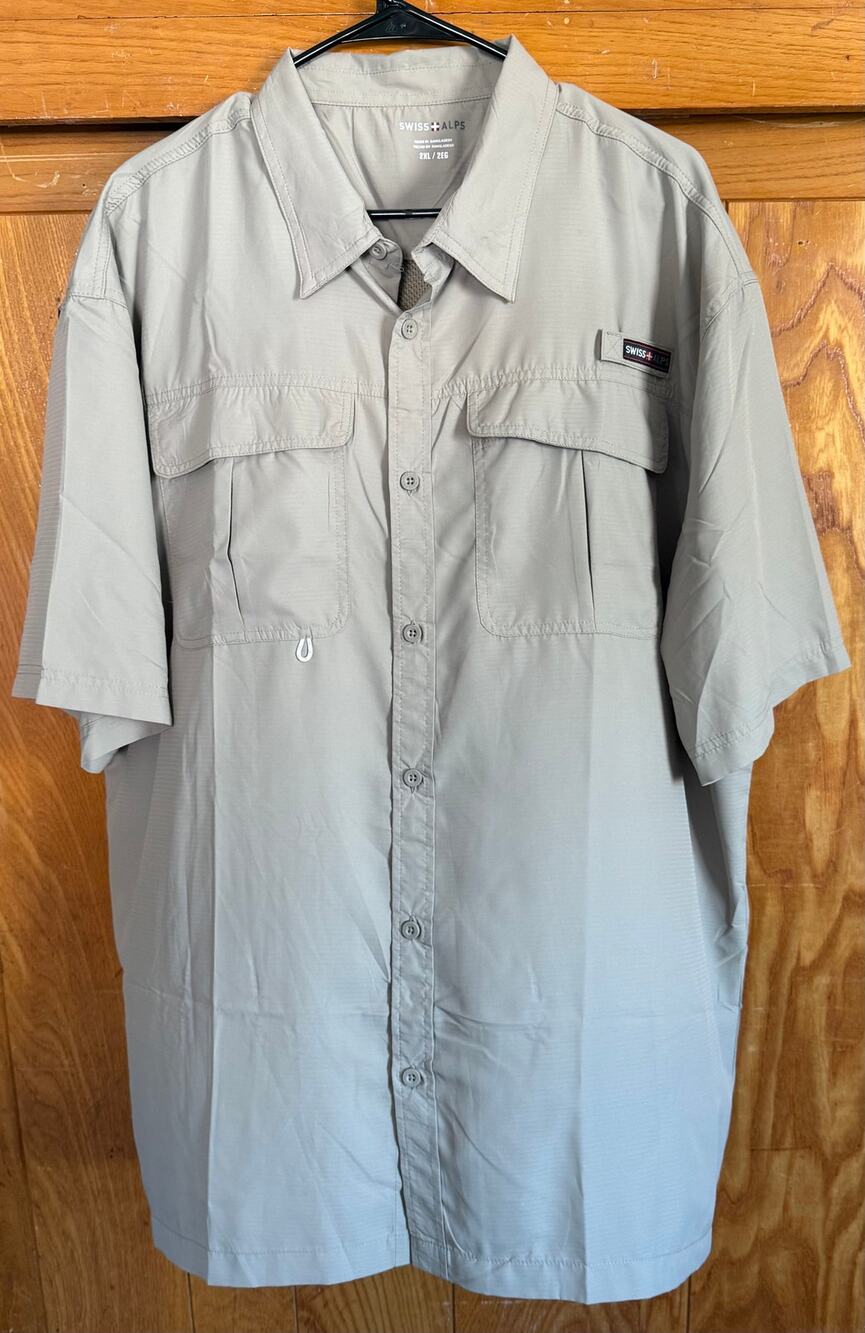 Swiss Alps Men's 2XL Khaki Vented Fishing Utility Shirt